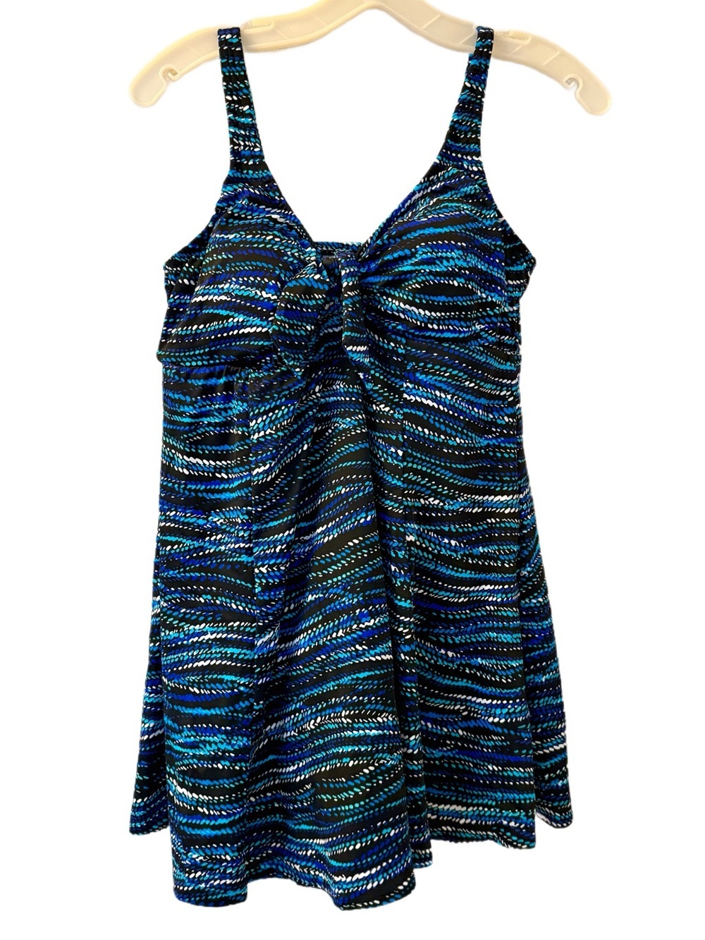 Women’s croft & barrow Swim Dress  with Blue & Teal Wave Print - Size 14 - NWOT